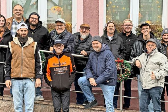 Gruppenfoto der Zunftmeister an ihrer Klausur in Neuenburg